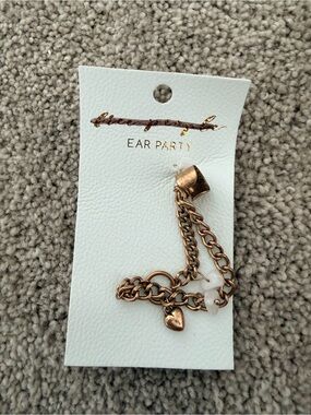 Free People Gold Chain Ear Cuff with Heart Charm